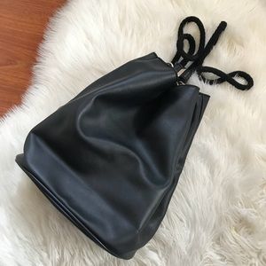 Faux Leather Bucket Backpack